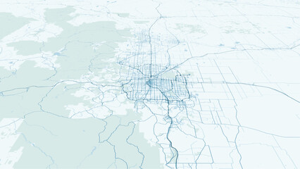 Modern minimalist vector map of Denver, Colorado, USA. High-quality scalable illustration of Denver city grid, South Platte River, and Rocky Mountain foothills layout for posters and u © AliRza