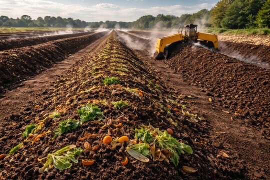 Sustainable composting of organic waste in windrow piles for fertilizer use