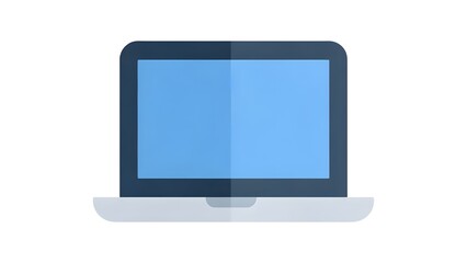 Fototapeta premium Modern Laptop Icon with Blue Screen on White Background