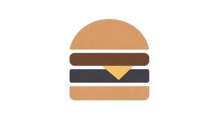 Fototapeta premium Orange Burger Icon with Dark Stack and Minimal Details