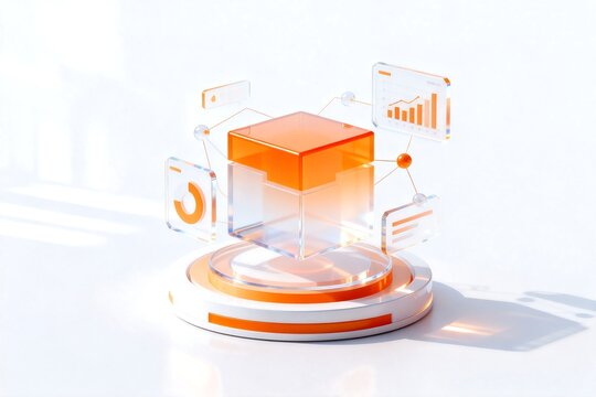 3D Glass Data Analysis Dashboard Business Visualization Scene