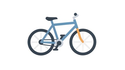 Fototapeta premium Blue Bicycle with Orange Front Fork on White Background