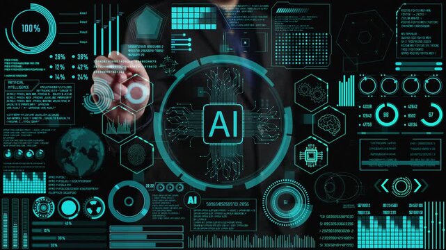Explore a stunning futuristic interface showcasing AI and data visualizations. Perfect for technology, analytics, and innovation themes in digital design. Cipher