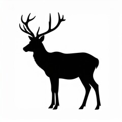 Obraz premium Black and white illustration of a deer with large antlers, illustration