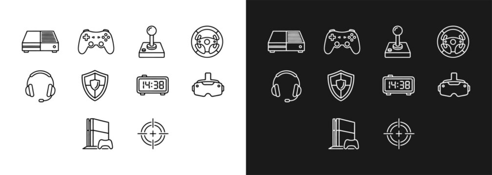 Gaming icons set line art illustrations for video games esports and streaming