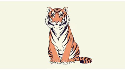Tiger sitting and looking forward calmly. © aice