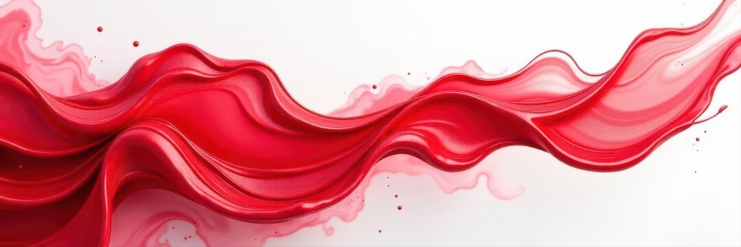 Swirling red and white paint strokes, fluid forms , curve, abstract