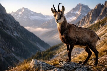 Obraz premium Rupicapra Chamois Species in Alpine Habitat