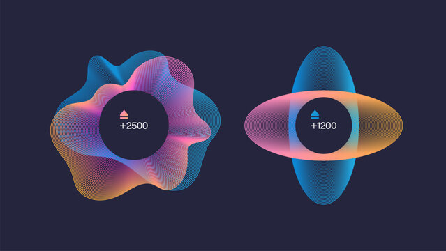 Abstract financial data visualization with colorful wave charts and numeric indicators on dark background