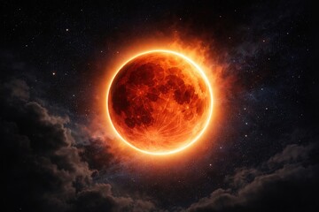 Fototapeta premium Enchanting Lunar Display of Total Eclipse in Its Ultimate Phase