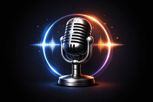 Vector microphone icon for podcast branding