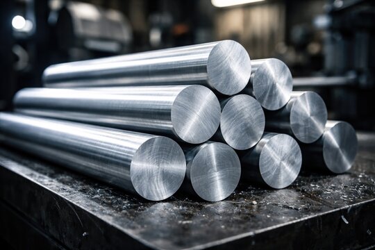Metallic aluminum bars in round form for additional workshop tasks