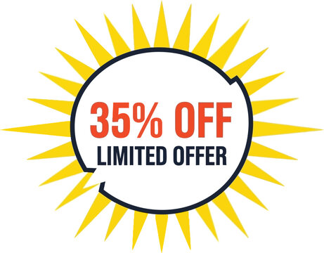 35 percent discount limited time offer bright summer sale promotion badge