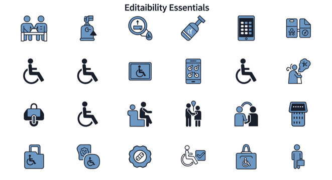 Accessibility Icons Set: Disability, Inclusion, and Digital Services