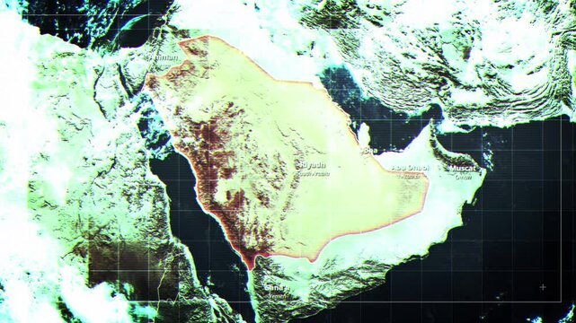 SAUDI ARABIA Rotating Map Satelite Map Style