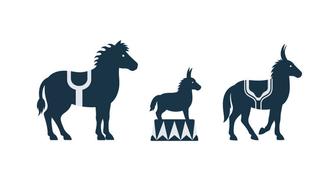 Circus Horses and Donkey Silhouette Collection