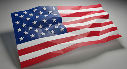 Fototapeta premium American flag waving on gray