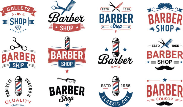 Vintage barber shop logo designs collection Vector