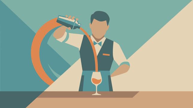Bartender pouring a cocktail drink.