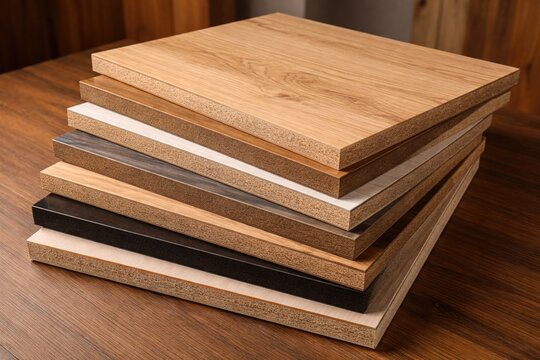 Furniture grade melamine blockboard presenting multiple wood finish options for interior design applications