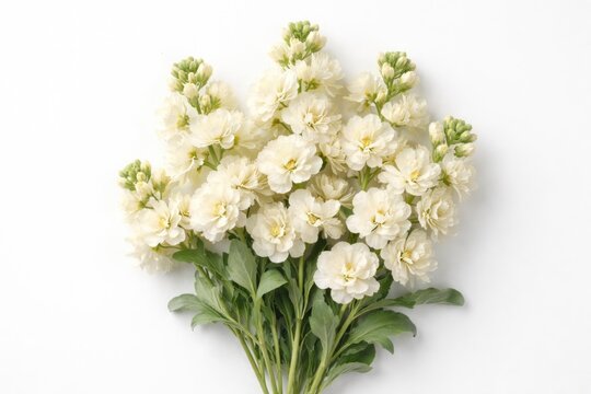 Matthiola Incana cream petals displayed on clean white background