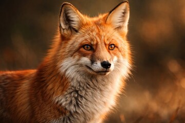 Fototapeta premium Portrait of a proficient red fox with vivid fur and alert posture