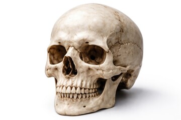 Obraz premium White background with detailed close up of human skull