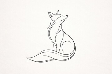 Fototapeta premium Minimalist fox line art illustration made by hand