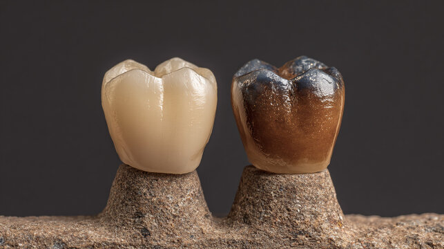 before and after teeth whitening comparison showing yellow stained teeth versus bright white smile