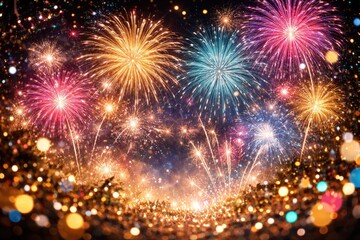 Fototapeta premium Festive holiday backdrop with dynamic sparkling fireworks design