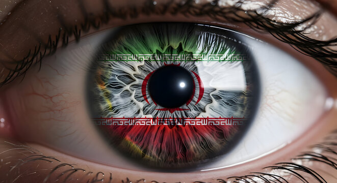 Close-up eye with iraqi flag iris