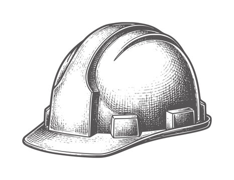 Vintage hard hat with hatching and shading hardhat helmet safety protection construction
