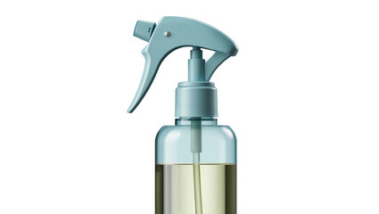 Obraz premium Light blue spray bottle with clear liquid, isolated on transparent background