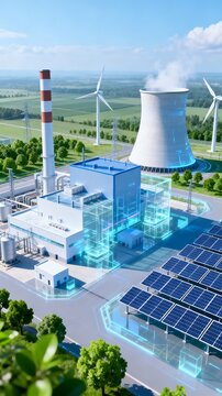 Hybrid Renewable Energy Power Plant With Solar Wind And Thermal Facilities