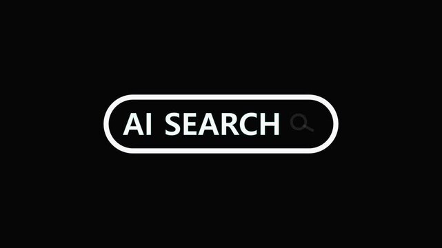 Search interface animation with ai technology. Search interface minimalist design on black. Search interface internet and web navigation graphic.