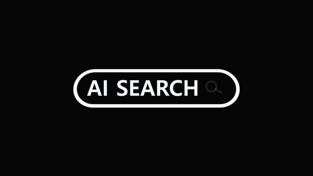 Search button animation with ai technology. Search button minimalist design on black. Search button internet and web navigation graphic.