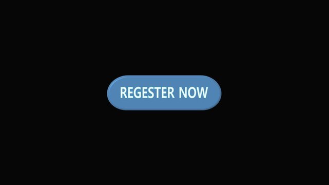 Register button animation with call to action. Register button for user service sign up. Register button digital interface graphic on black.