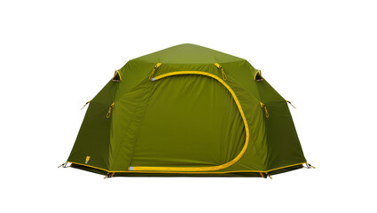 Green dome tent with yellow zipper and trim, isolated on transparent background © Vasilis