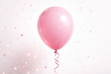 Naklejka premium Festive pink balloon floating against a clean white backdrop for celebration