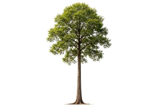 Single Burma sal tree standing tall against plain white