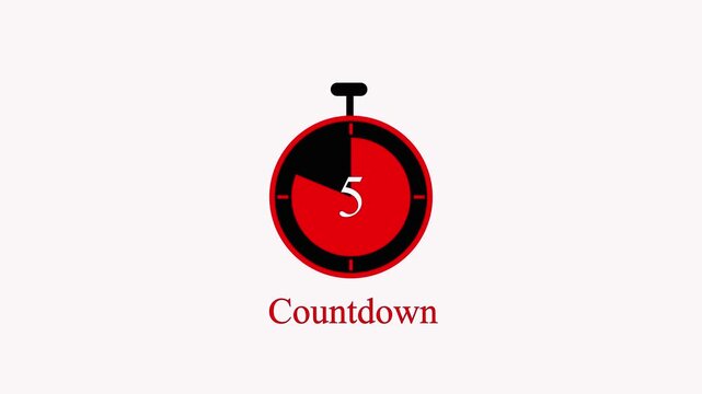 Stopwatch animation with red color. Stopwatch digital one minute countdown. Stopwatch technology time measurement graphic on black background.