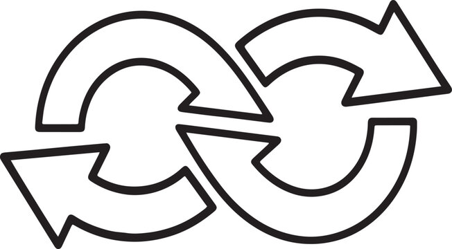 Continuous Integration and Data Processing Loop Icon, Minimalist Outline Vector of Infinity Arrow Cycle for Workflow and System Updates