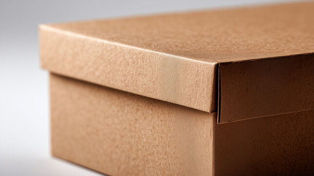 Minimal close-up of plain cardboard box with clean background, packaging and shipping mockup concept.