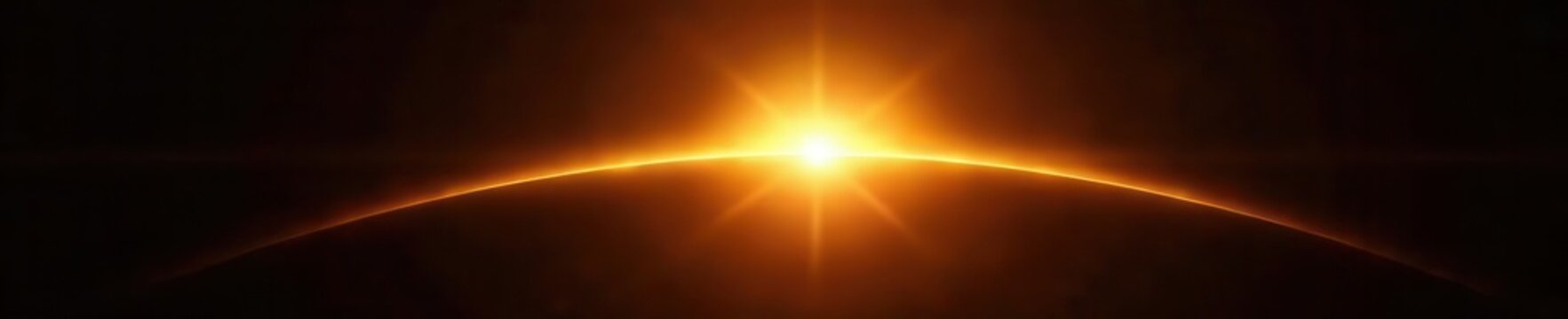 Realistic golden light flare, eclipse effect, black background ,  energy,  realistic