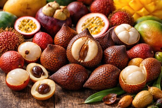 Selection of tropical fruits comparable to salak flavor profiles