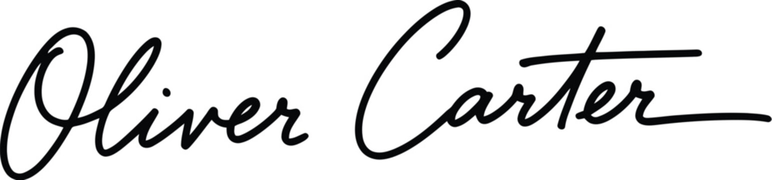 elegant cursive signature of oliver carter on white background minimalist branding