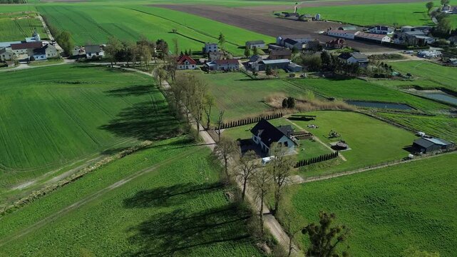 Aerial View of Rural Farmland and Country Road &ndash; 4K ProRes