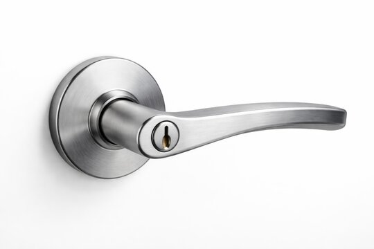 Silver door lever shown sideways with a plain white background