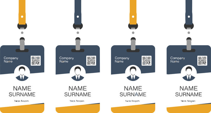 Professional name badge set with qr codes Vector