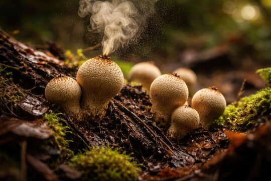 Pear shaped puffball fungi supporting organic matter decomposition